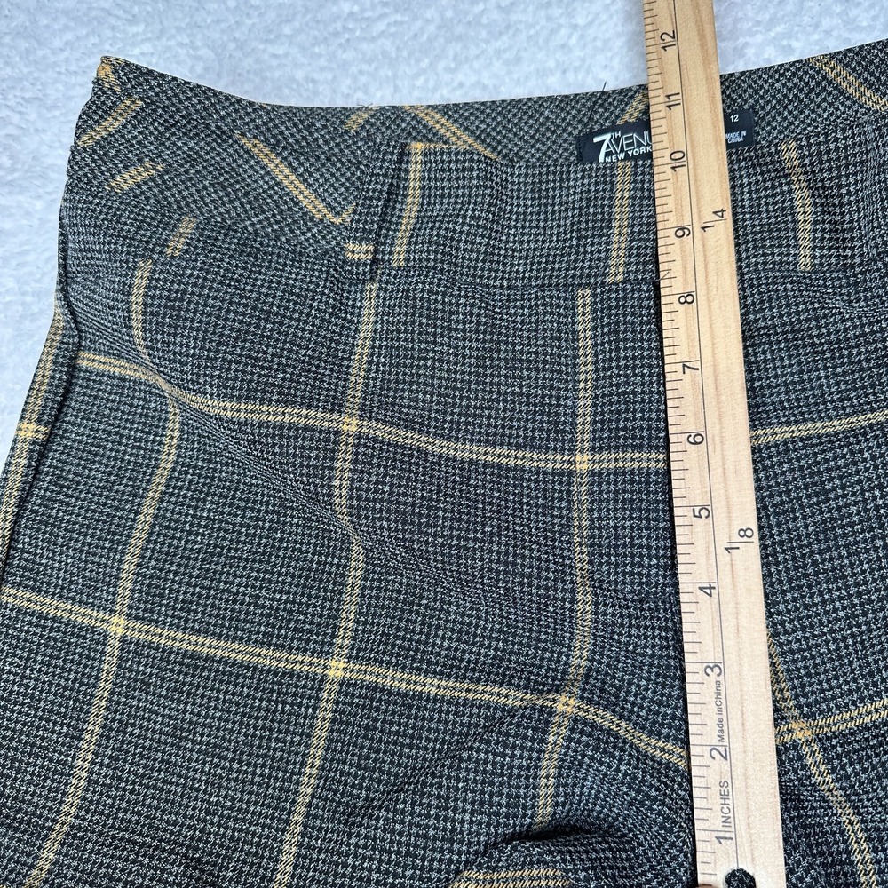7th Avenue Design Studio Plaid Dress Pants Black‎ Gray Yellow Women's 12 - Picture 4 of 12